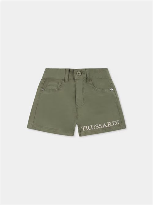 Bermuda con logo ricamato TRUSSARDI JEANS | TIP25041BE/RAMGREEN_ALOE